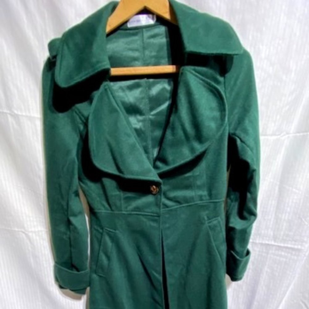Rafunla long a-line green coat XXL